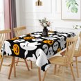 thumbnail image 3 of Duangreer Halloween Rectangle Tablecloth, Orange Pumpkin White Ghost Print, Waterproof Wrinkle Resistant Table Cover for Party Picnic Indoor Outdoor Decor, 60 x 84 Inch, 3 of 6