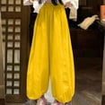 thumbnail image 2 of Lenpel Wide Leg Pants for Women Elastic High Waisted Pleated Solid Color Palazzo Lantern Pants Baggy Casual Trousers, 2 of 5