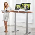 thumbnail image 3 of Giantex Electric Height Adjustable Desk, Sit Stand Home Office Desk w/4 Memory Positions & LED Display, 48" Standing Computer Workstation w/Anti-collision Design for Students & Office Stuff, Teak, 3 of 10