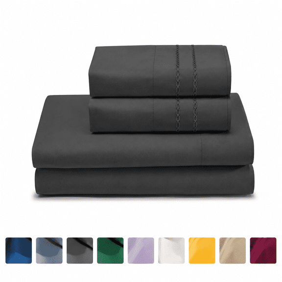 CH Twin Sheets Set, 3-Piece Twin Size Sheets, Lightweight & Super Soft Easy Care Microfiber– Shrinkage & Fade Resistant Bedding Set with 14'' Deep Pockets (Black)