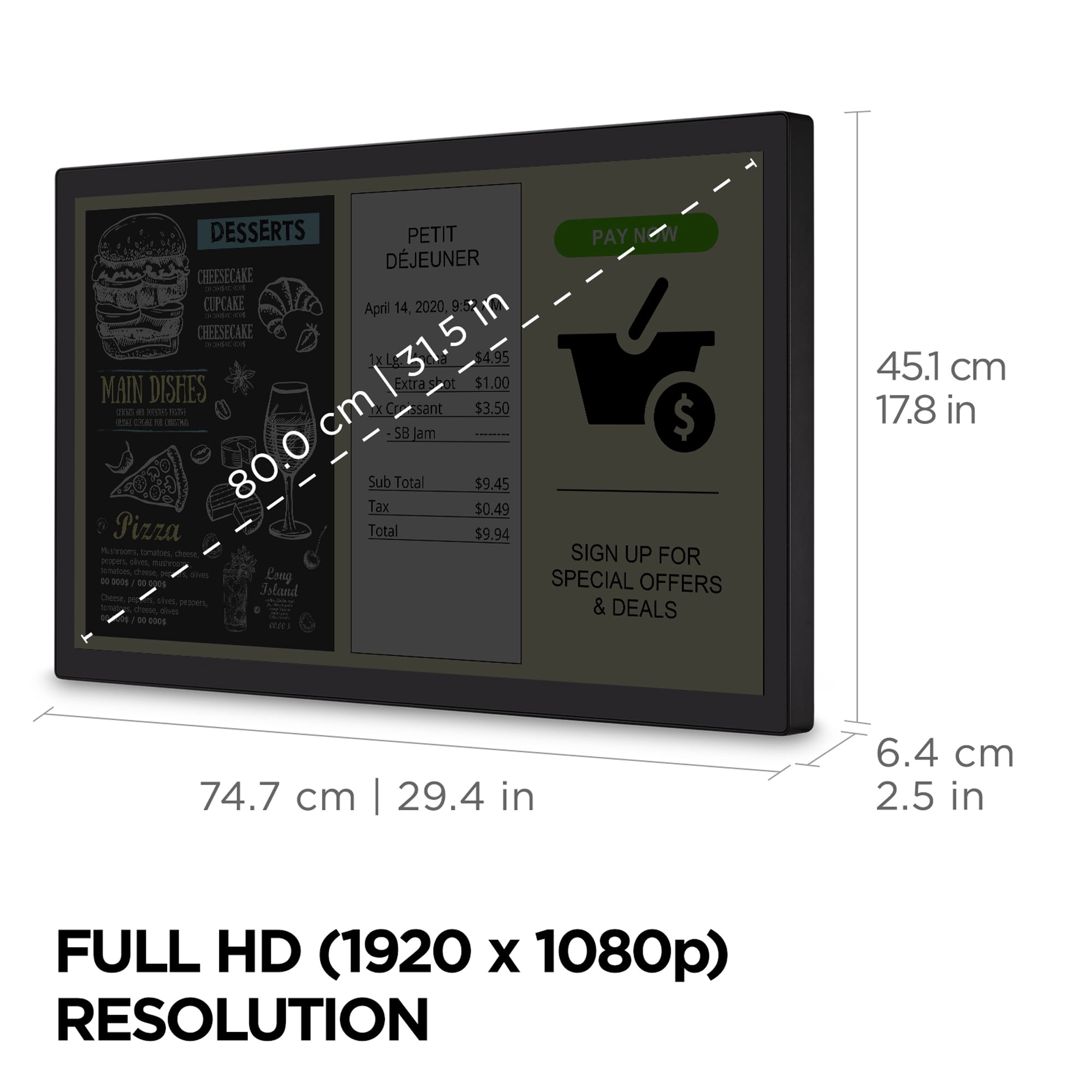 ViewSonic TD3207 32" FHD Touch Screen Monitor with HDMI, USB and DP