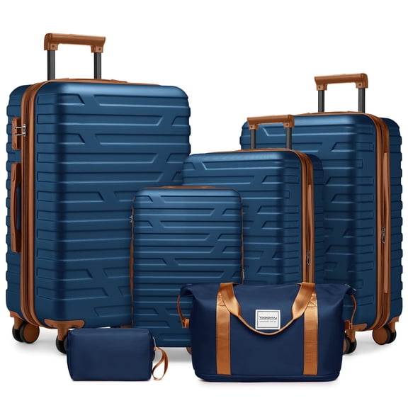 S-HOME 6 Piece Luggage Set in Lavender with Hardside Suitcases and Duffel Bags for Stylish Travel,Navy Blue