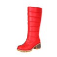 thumbnail image 7 of Women Round Toe Warm Knee High Boots Plus Size Mid Heel Quilted Fabric Tall Boots Non Slip Outsole for Fall Winter Commuting Travel Red, 7 of 7