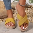 thumbnail image 2 of Women Woven Slipper Summer Stylish Casual Comfortable Lightweight Non-Slip Flat Sandals For Vacation (9, Yellow), 2 of 9