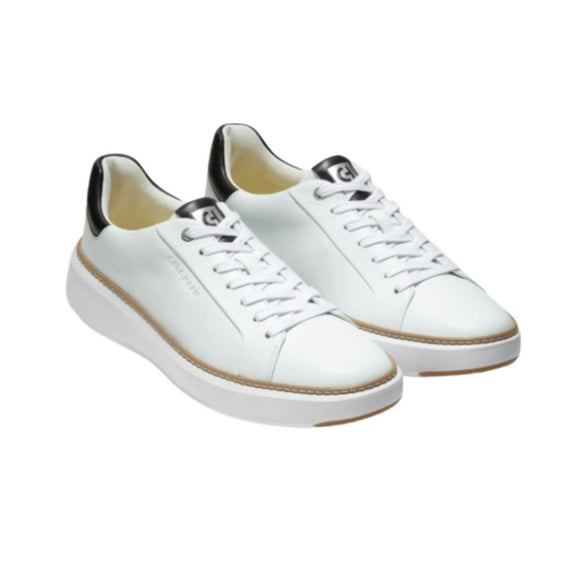 Cole Haan Men’s GrandPrø Topspin Luxurious Lightweight Leather Sneakers – Optic White, Wide