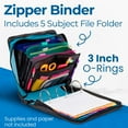 thumbnail image 5 of Case-it The Mighty Zip Tab Zipper Binder - 3 inch O-Rings - 5 Color Tab Expanding File Folder - Multiple Pockets - 600 Sheet Capacity - Comes with Shoulder Strap - Camo Blue Modern D-146-P, 5 of 7