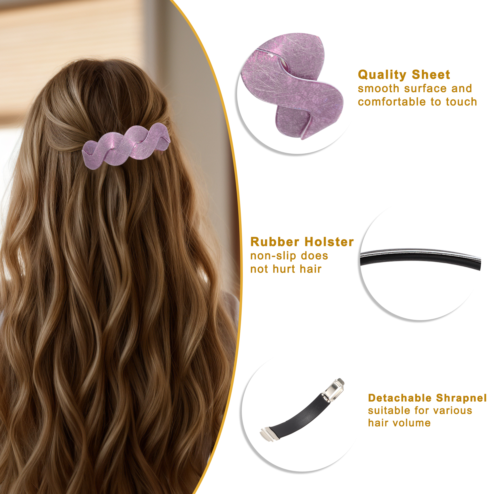 Unique Bargains Large French Hair Barrettes Thick Hair Dark Pink