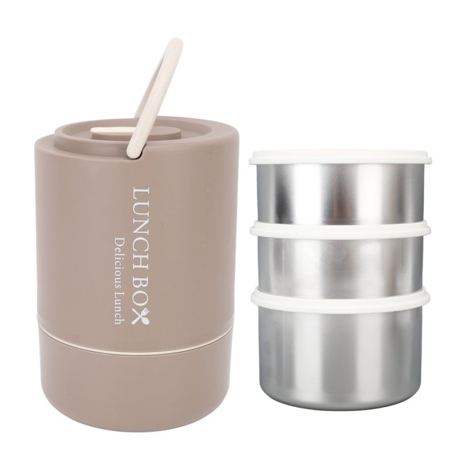 Thermal Lunch Box, Portable Insulated Food Container 304 Stainless Steel Insulated Lunch Container Multilayer Bento Box 3 Separate Stackable Lunch Container For Office Camping