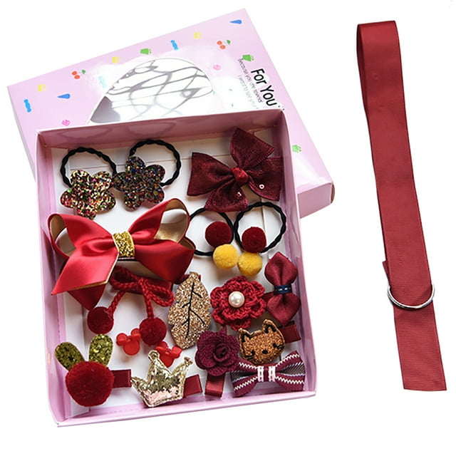 Kit d'Accessoires pour Cheveux d'Enfants 18 Pcs Barrettes Assorties Attaches Cheveux avec Ruban