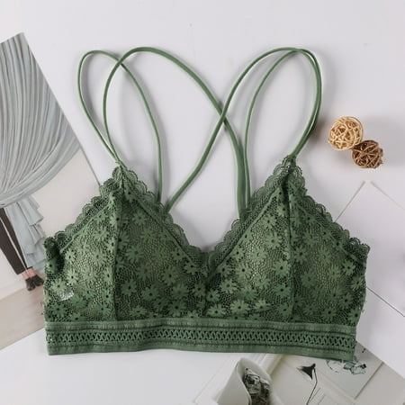 

Promotion! Women s Brassiere Bra Deals for 2023 Underwire Padded Lace Push Up Sexy Flowy Everyday Bras Green One Size