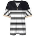 thumbnail image 4 of QATAINLAV 2024 Summer Womens Tops Sexy Button V-Neck Lace Short Sleeve Blouses Fashion Striped Prints Henley Shirts Casual Loose Going Out Pullover Lightning Sales Navy L, 4 of 5