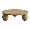thumbnail image 2 of Benjara Cid Nysa 48 Inch Coffee Table, Round, Brown Solid Rubberwood, 3 Oval Legs, 2 of 6