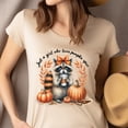 thumbnail image 4 of Graphic T-Shirt Just a Girl Who Loves Pumpkin Spice Raccoon Coffee Print for Women, Heliconia, Size S, 4 of 6
