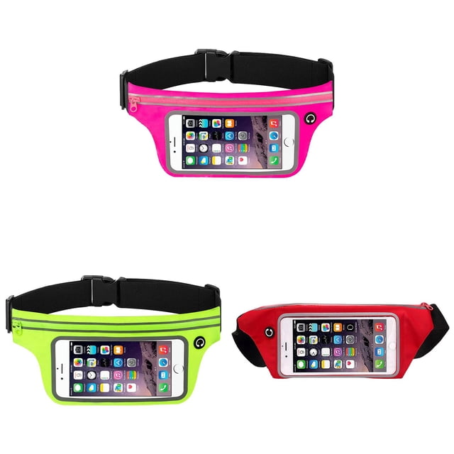 YWIYIUD 3PCS 11.02x4.72 Inch Portable and Durable Running Waist Bag with Touchscreen Case Pocket Adjustable Running Belt Waist Pack for Sports and Gym Workout