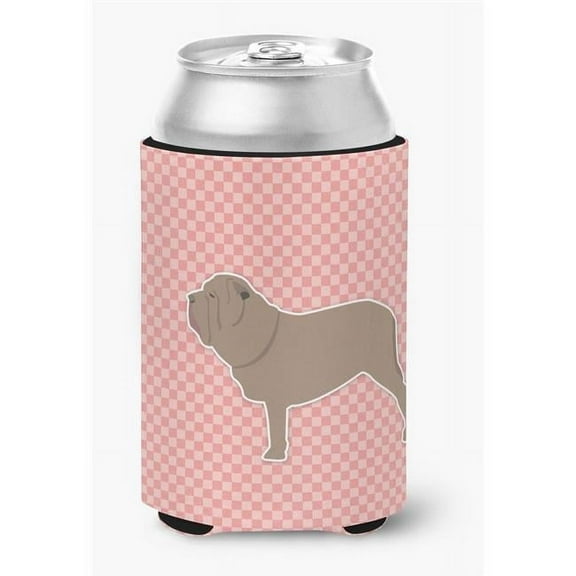Neapolitan Mastiff Checkerboard Pink Can or Bottle Hugger