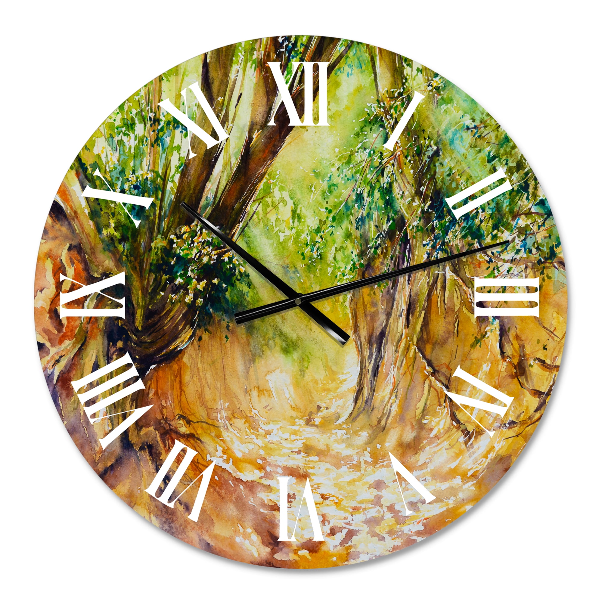Designart 'Little Forest Road' Traditional Wall Clock