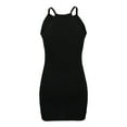 thumbnail image 6 of WUXIAN Bodycon Dresses For Women Solid Color Sleeveless Halter Neck Slim Fit Ruched Fashion Bandage Club Evening Party Mini Dress Tube Club Tank Clubwear,Black,XL, 6 of 6