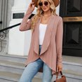 thumbnail image 3 of Women Knit Open Front Jacket Jacquard Long Sleeve Pure Color Loose Fit Sweater Jacket Skin Pink M, 3 of 6