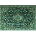 thumbnail image 1 of Ahgly Company Machine Washable Indoor Rectangle Medallion Turquoise Blue Traditional Area Rugs, 4' x 6', 1 of 4