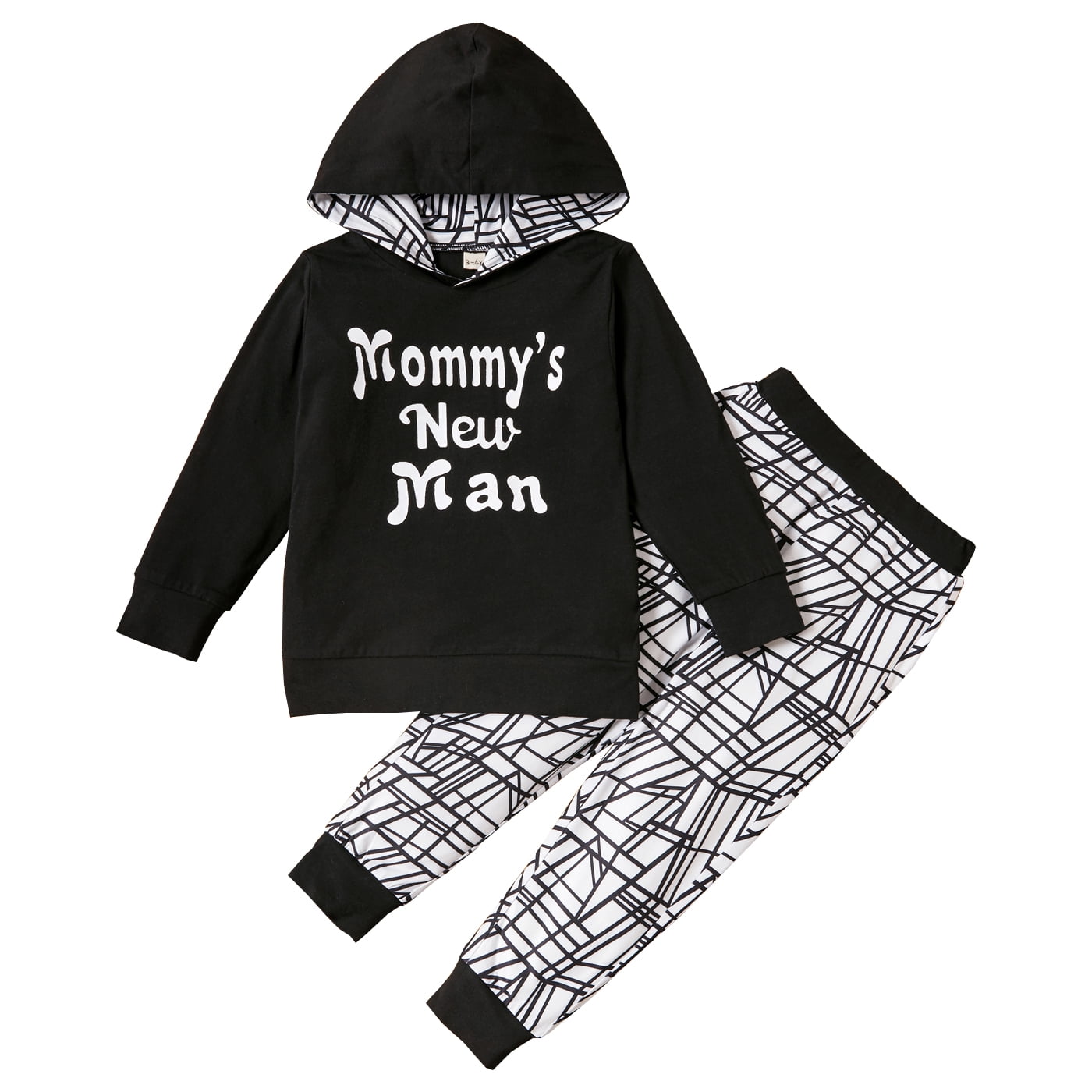 5T Kids Boy Clothes Little Boy Outfits Letter Print Long Sleeve Hooded