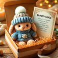 thumbnail image 4 of Mini Bunny Hug Cute Easter Gift, Easter Bunny Plushies with Knitted Hat and Pom Pom, Soft Pocket Emotional Support Rabbit with Gift Box & Card, 4 of 9