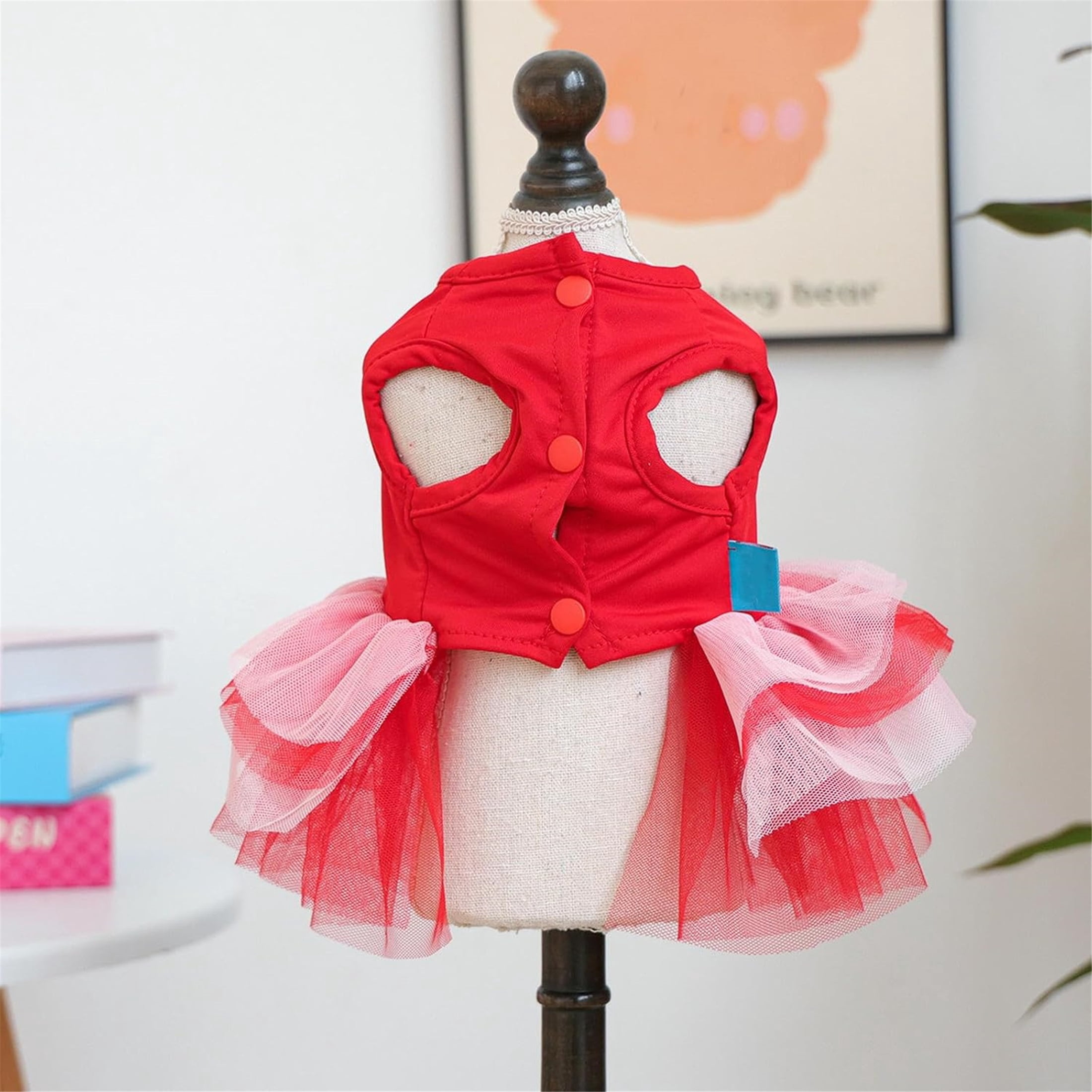 HQREA Red Dog Dresses for Small Dogs Girl Summer Clothes Puppy Cake Skirt Pet Wedding Birthday Outfits for Chihuahua Yorkie