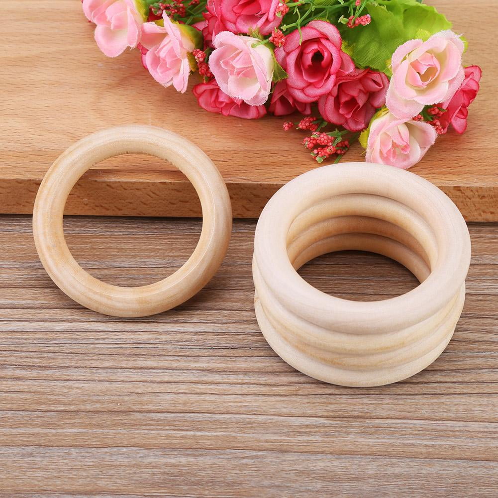LYUMO Baby Teether Toy,10pcs Baby Infant Natural Wood Teething Ring Teether Toy Wooden Bracelet DIY Craft, Baby Teething Ring