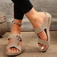 thumbnail image 4 of Domuza Womens Orthopedic Sandals Non Slip Slip on Arch Support Flat Wedge Sandals Lightweight Work Shoes 2026 Beach Foam Shoes Khaki 8.5（EU-41）, 4 of 4