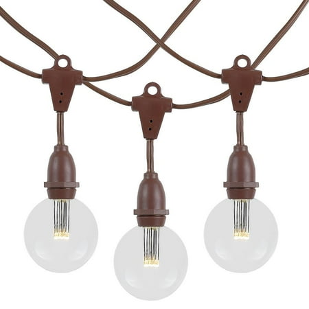 Novelty Lights G50 Warm White LED Globe Outdoor String Lights with 25 Bulbs Vintage Bulbs Suspended Brown Wire 25 Feet