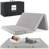 Best Choice Products 4in Thick Folding Portable Queen Tri-Fold Mattress w/ Carry Case, Washable Cover - Gray
