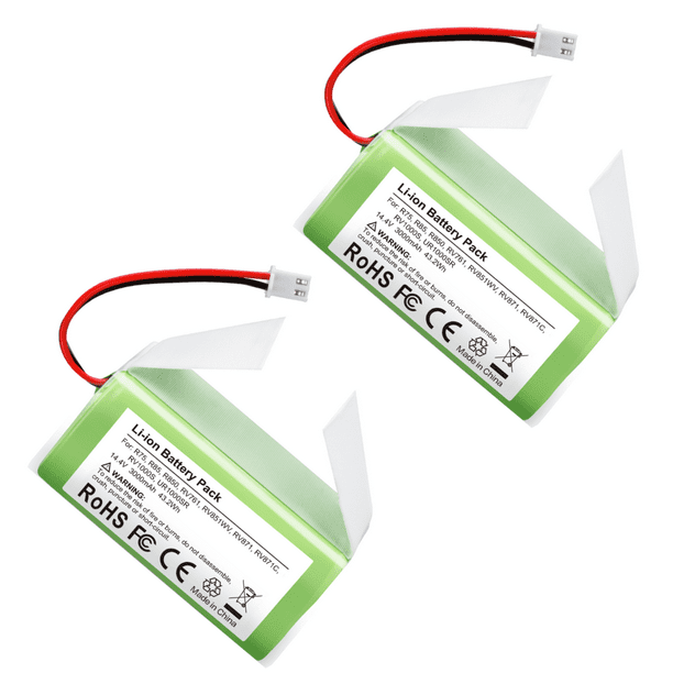 2 Pack 3.0Ah 14.4V Battery Replace RVBAT850 for Shark Ion Robot R75
