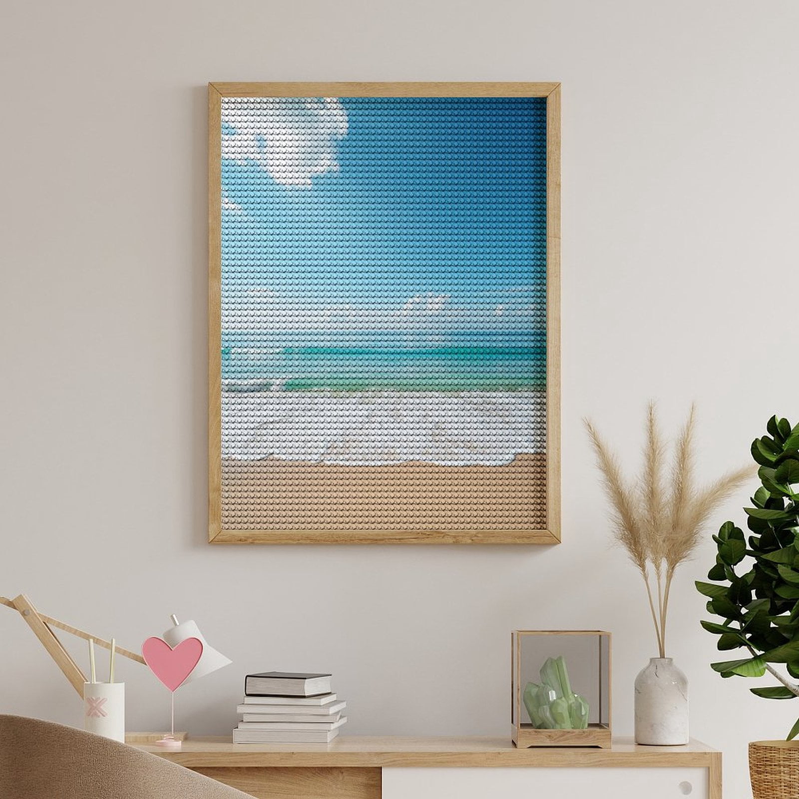 Diamond Art Kits for Adults - Ocean Waves Sandy Beach Sky 5d Diamond Painting for Adults, Diamond Art for Adults Beginners, Frameless Diamond Painting Kits for Adults for Home Wall Decor