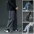 thumbnail image 2 of Skymirror Men Jeans Wide Leg Pants Baggy Trouser Fashion Loose Retro Straight Long Pants Washed Denim Blend Casual Overalls Streetwear for Outdoor Travel, 2 of 8