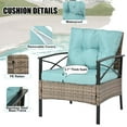 thumbnail image 3 of 4 Piece Patio Furniture Set, All Weather Outdoor Sectional Sofa Manual, Metal & Wicker Frame Patio Conversation Set with Coffee Table & Blue Cushions, 3 of 8