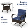 thumbnail image 3 of Costway 3 PCS Rocking Bistro Set with Removable Cushions & Tempered Glass Top Coffee Table Navy, 3 of 10