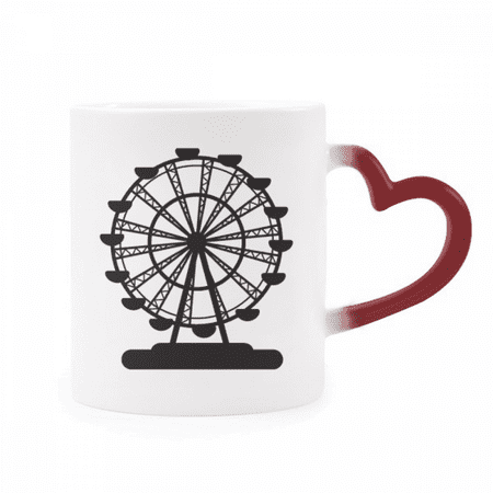 

Black Ferris Wheel Amusement Park Outline Heat Sensitive Mug Red Color Changing Stoneware Cup
