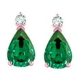 thumbnail image 3 of Star K � 8x6mm Pear Shape Simulated Emerald Classic Drop Earring Studs, 3 of 9
