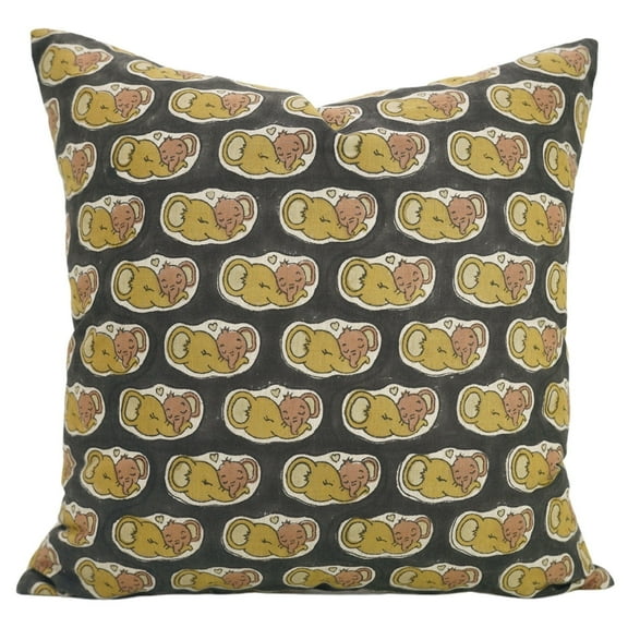 Fabdivine Hand Block Print Pillow Covers for a Vibrant Home, 12"X20", Linen Blend Pillow Covers, Elephant