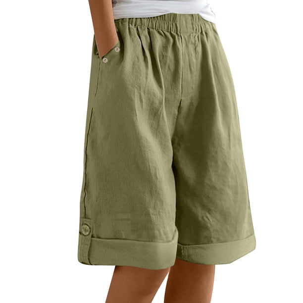 Pantalones Elásticos de Cintura para las Mujeres Casual Suelto Color Sólido Pantalones de Bolsillo, Cintura Alta Cómodos Joggers para Diario