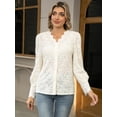 thumbnail image 2 of Blusa LUXVEER de encaje para mujer, manga larga, cuello en V, 2 of 6