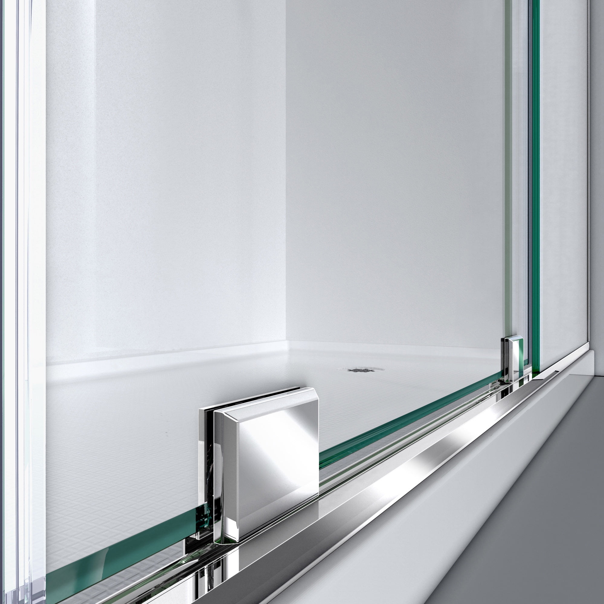 DreamLine Mirage-X 55 - 59 inch W x 71 inch H Frameless Sliding Shower Door in Chrome; Left Wall Installation