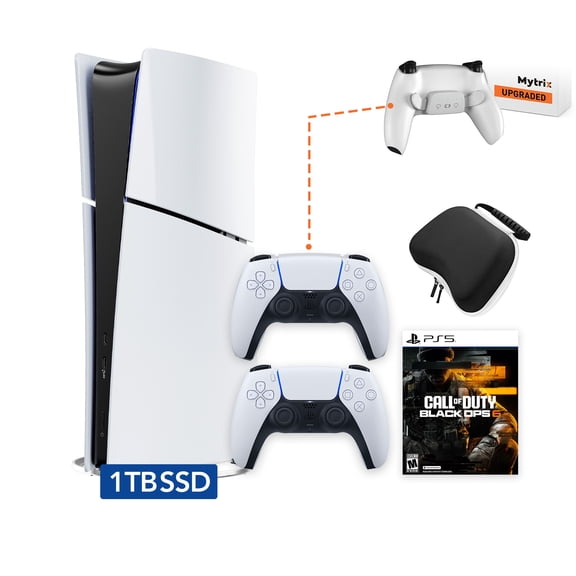 PlayStation 5 Slim Digital 1TB SSD Call of Duty Black Ops 6 Console, an Additional Upgraded PS5 Controller with Remappable Back Paddles and Turbo, plus Controller Case - PS5 Slim Digital Console