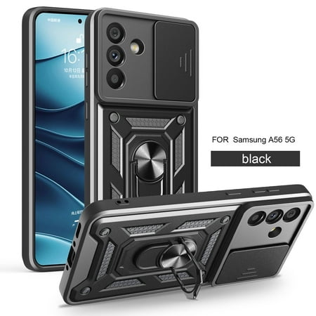 Xilaimitoo for Samsung Galaxy A56 Phone Case, A 56 Case with Slide Camera Cover, Military-Grade Phone Case with Upgrade Kickstand for Galaxy A56 ,Black