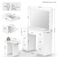 thumbnail image 2 of RichYa Modern Makeup Vanity Desks with Mirrors and Light and Drawers Makeup Table Sets for Girls Women,White, 2 of 8