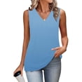 thumbnail image 4 of Mujeres sin mangas Tops de verano gradiente color fuera de posición impresión V-cuello blusa casual Mujeres V-cuello de verano Tops, 4 of 6