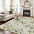 thumbnail image 3 of Green Eucalyptus Leaves Area Rugs Collection 5'x7', Spring Watercolor Plant Textured Non Slip Indoor Rectangle Throw Runner Rug Floor Mat Carpet for Living Room Dining Table Bedroom Nursery, 3 of 9