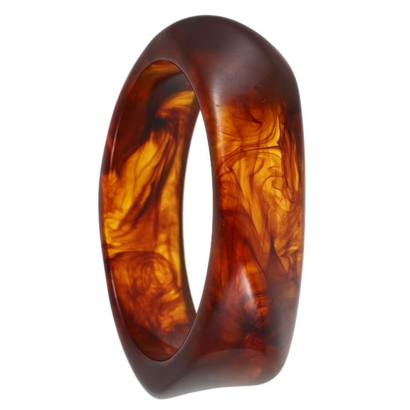 Homoyoyo Brown Resin Wide Bracelet with Modern Geometric Design Lightweight Hand Jewelry for Women and Men