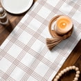 thumbnail image 4 of Brown Buffalo Plaid Table Runner 90 Inches Long,Farmhouse Checkered Watercolor Cotton Linen Table Runners Dresser Scarves,Fabric Tabletop Scarf Furniture Cover for Home Dinner Party 13"x90", 4 of 9