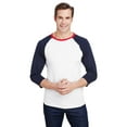 thumbnail image 2 of Aquaguard 100% Cotton Men's Vintage Baseball T-Shirt crew neck tee (3 Pack) - XL - White/Navy/Red, 2 of 7