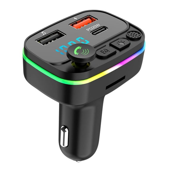 Birdeem Car Bluetooth 5.0 Wireless Handsfree Car FM Transmitter Receiver Radio MP3 Adapter Player 2 USB+PD Charger Kit